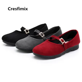 Cresfimix zapatos planos de mujer ženske srčkan udobno pomlad kristalno dela ravno čevlji lady priložnostne black plesne čevlje a3128