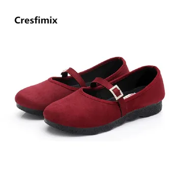 Cresfimix zapatos planos de mujer ženske srčkan udobno pomlad kristalno dela ravno čevlji lady priložnostne black plesne čevlje a3128