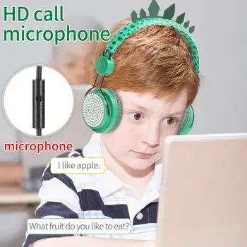 3,5 mm Jurassic Dinozaver Žične Slušalke 3D Stereo Slušalke Z Mikrofonom Gaming Učenje Slušalke Avdio Priključek Za Otroke Otrok