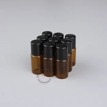 100 kozarcev Nov Prihod 3ml/3cc Stekla Roll-on Steklenice Debelo Prazno Amber Mini Eterično Olje Steklenice, Prikaz Vzorca Jar