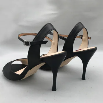 Črna Flamenco Plesne Čevlje Argentina Tango Čevlji pratice čevlji MST6290BLL Usnje Težko Edini 7.5 cm 9 cm Pete pete na voljo