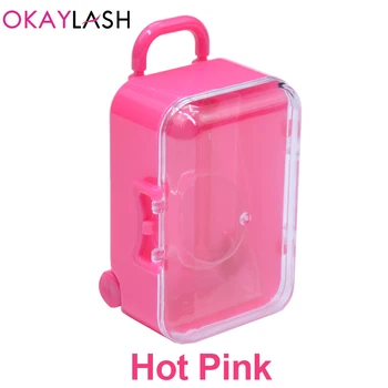OKAYLASH baby roza hot pink mini kovček za prtljago trepalnico embalaža primeru z jasno pladenj trepalnic paket polje za 3D 5D trepalnice