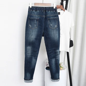 Plus Velikost 5XL Fant Jeans Za Ženske Pomlad Jesen Visoko Pasu Harem Traper Hlače Ohlapne Hlače Modre Priložnostne Jean Femme 2020