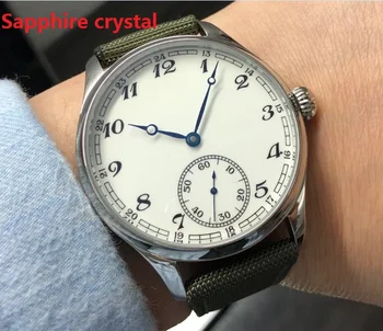 Sapphire kristalno 44 NO logo, bela številčnica Azijskih 6497 Mehansko Roko Veter gibanje moške gledajo Mehanske ure GR52-20