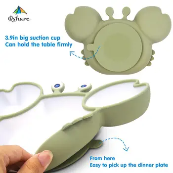 Qshare Silikonski Baby Jedi za Otroke Namizna Ploščica Non-slip Baby Hranjenje Skledo BPA Free