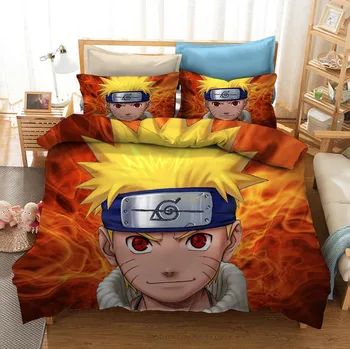 Anime Naruto Tolažnik Posteljnina Nabor Japonski 3D Tiskanja Rjuhe Prevleke Pillowcases Domačega Tekstilnega Luksuzni Risanka Kraljica Kralj Velikost Otroci
