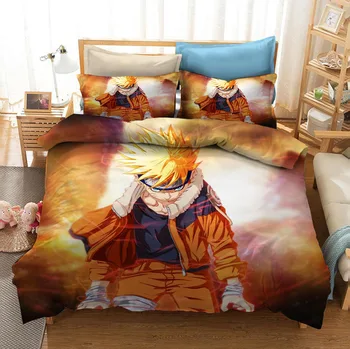 Anime Naruto Tolažnik Posteljnina Nabor Japonski 3D Tiskanja Rjuhe Prevleke Pillowcases Domačega Tekstilnega Luksuzni Risanka Kraljica Kralj Velikost Otroci