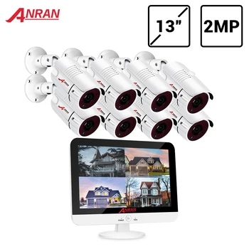 ANRAN 8CH CCTV Sistema HD-TVI LCD DVR komplet 8 1080p Home Security Nepremočljiva Prostem Night Vision Kamere za Video Nadzor, Komplet