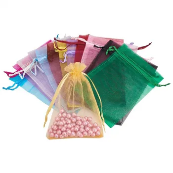 100 kosov nakita embalaža organza vrečke 7x9 9x12 10x15 13x18 17x23cm darilne vrečke vrečke lahko potegnite poročno dekoracijo vrečko