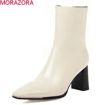 MORAZORA 2020 Velika velikost 34-48 ženske čevlji modni kvadratni toe visokih petah dame, čevlji za jesen zimo barva gleženj škornji