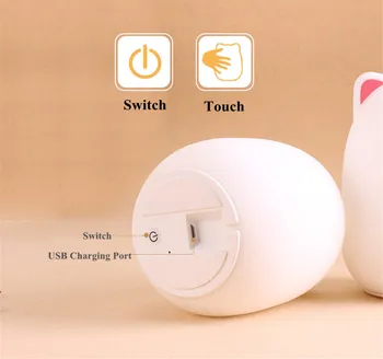 LED Night Light Touch Senzor Pisane Mačka Za Otroke Baby USB Noč Lučka Pisane Nadzor Silikonski Spalnica Luminar