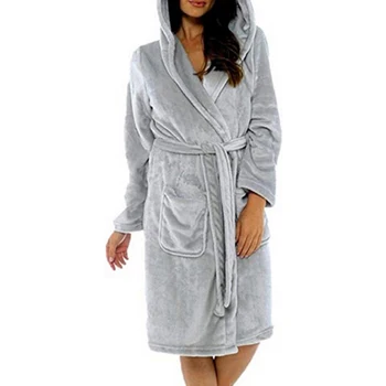 5XL Ženske Zimske Termalne Dolgi kopalni plašč Domov Oblačila Dolgo Sleeved Hooded Plašč Plašč Koleno Dolžina Plus Velikost Nightgowns Spanja Vrhovi