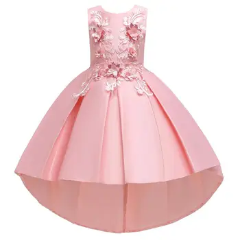 Vezenje Dekleta Obleko beaded Cvet otroci obleke za girlsTrailing Stranka Prom princesa Obleko Neformalnih Stranka dekleta Oblačenja