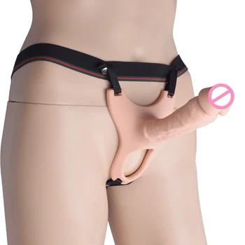 Nastavljiv Strappy Strap on Dildo Votlih Silikonski Penis Extender Res Dotik Spolnih Igrač Za Moške Brez Vibracij SHAKI Adult Sex Shop