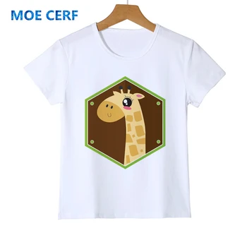 Nova Moda otroška T-shirt Žirafa Tiskanja Krog Vratu, Kratka sleeved Tee Dekle, Fant majica Baby Y25-7