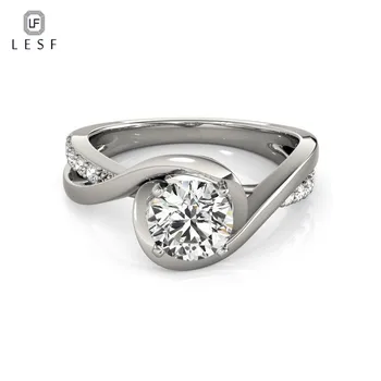 LESF 1 Ct Sona Simulirani Diamond 925 Sterling Srebrni Poročni Prstan Določa Posla Band Klasičen Nakit Za Ženske, Poklicne