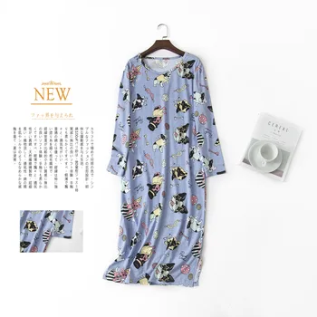 Priložnostne sleepdress ženske more bombaž dolgo sleeved jeseni sleepwear ženske nightdress dolgo nightgown plus velikost