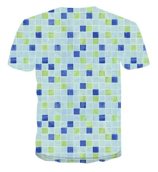 2020 poletje 3D nove modne kratke oplaščeni T-shirt dihanje moške krog vratu T-shirt geometrijske kvadratnih preprosta, barvita majica