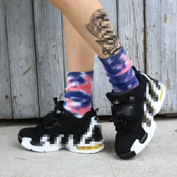 2020 Bombaž Skate Nogavice Moški Ženske Nogavice Kolena-visoko Smešno Kolesarjenje, Tek, Pohodništvo Tie Dye Sox Harajuku Hip Hop Vesel Nogavice