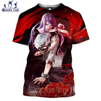 Tokio Ghoul Majica 3D Tiskanja Anime Tshirt Smešno Moške majice Hip Hop Kaneki Ken Ženske Tees Vrhovi Fitnes Moški Šport E005 - 1