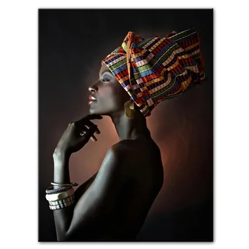 Lepo Afriško Črno Ženske Platno Slikarstvo Portret Plakatov In Fotografij Cuadros Wall Art Slike za Dnevni Sobi Doma Dekor