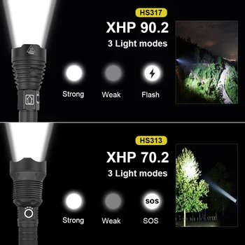 Najmočnejši XHP90.2 XHP70.2 LED Svetilka nepremočljiva 18650 26650 USB Baklo izposoja Luč Lov Svetilka Ročna bliskavica