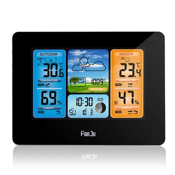 Vlažnost Brezžični Pisane LCD Zaslon Z Barometer Vremenske Postaje Temperature Vremenska Napoved Ure V/na Prostem