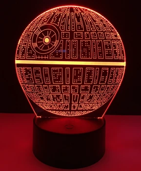 Star Wars Star Smrti 3D LED Night Light Touch Stikalo za namizne Svetilke USB 7 Barva Spalnica Dekor Pisane LED Osvetlitev za Darilo
