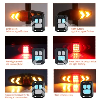 Izposoja LED Luč Zadnje Kolo Rep Lučka Pametni Brezžični Daljinski upravljalnik Vključite Opozorilne Luči Kolesarjenje Varnost Opozorilo Luč
