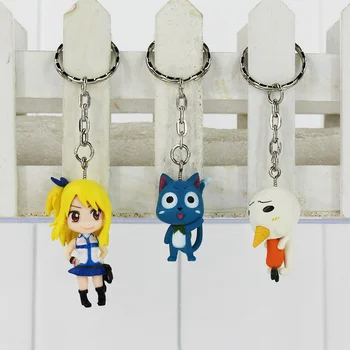 6pcs/veliko Anime Fairy Tail Slika Igrače Natsu Dragneel Lucy Sivo Erza Vesel PVC Slika Kawaii Keychain 3-5 cm Obesek Brezplačna Dostava