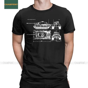 Moški Tank Tiger Shema Wehrmacht T Shirt Nemški Tankovsko Oklep Afriki Čistega Bombaža Vrhovi Kratek Rokav Tee Majica Plus Velikost T-Shirt