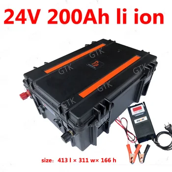 Nepremočljiva 24V 200AH Litij-ionska baterija BMS 7s 24V li ion baterije za RV Tricikel backup moč van sončne golf voziček +10ACharger