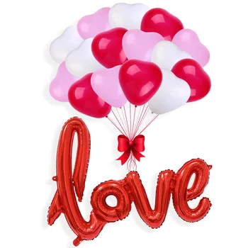 16pcs Poroko Ljubezensko Pismo Folija Balon 12 Inch Srce iz Lateksa Ballon Valentinovo, Obletnice, Rojstni dan, Novo Leto Stranka Dekoracijo