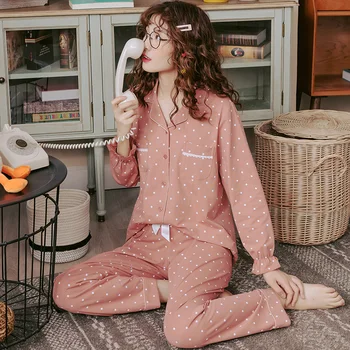 BZEL Roza Cute Pižamo Kompleti Za Ženske Modni Gospe Priložnostne Domov Nositi Bombaž Sleepwear bo Ustrezala 2PCS Pomlad Jesen Pijama Pyjama 3XL