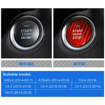 Za Mazda Axela Atenza CX-8 CX-3 CX-4 CX-5 Ogljikovih Vlaken Motor Avtomobila Start Stop Stikalo Gumb Trim Kritje Nalepke Nalepke Styling