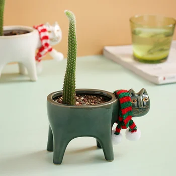 Risanke Mačka Vaza Živali Keramična Vaza Lepe Vaze Kaktus Sočne Rastline, Lončnice Cvetlični Aranžma Doma Dekoracijo
