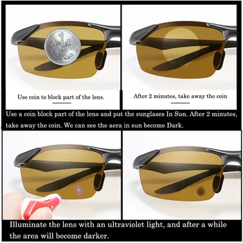 AOTEAN Najboljše Moške Dan Noč Photochromic Polarizirana sončna Očala za Voznike Moški Varnost Vožnje Ribolov UV400 sončna Očala 5206