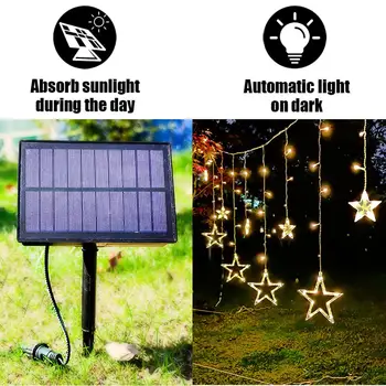 LED Božič Luči Zavese Solar Powered Oddaljen Nadzor Led Luči, Zavese 8 Razsvetljavo Načini S Samosprožilcem Svjetlucati Niz Luči