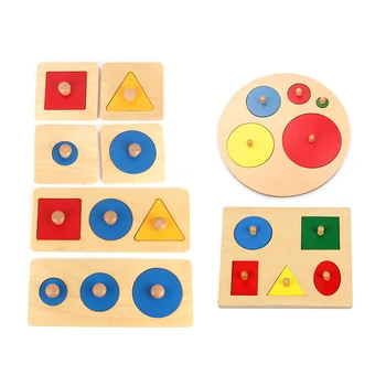 Montessori Senzorično Otipljivo Les Gumb Uganke Peg Odbor Geometrijske Oblike Tekmo Barvo Kognitivne Puzzle Odbor Učenje, Izobraževanje Igrača