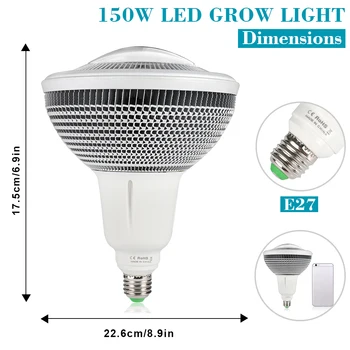 LED Grow Light Celoten Spekter E27 150W COB Za Hydroponics Sistem Rastejo Šotor Zaprtih Rastlin, Rastlinskih Semen Raste Spot Svetilka