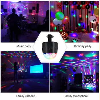 Zvok Vključen Obračanje Disco Krogla Stranka Luči RGB LED Fazi Lučke za Božična Poroka Zvok Stranka Luči Razsvetljavo