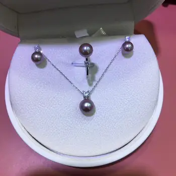 YIKALAISI 925 Sterling Srebrni Nakit Pearl Določa 2020 Fine Naravne Okrogle Biser nakit 7-9 mm Pearl Set Za Ženske na debelo