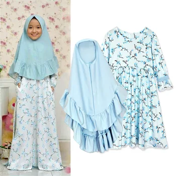 Tradicionalni Modni Otrok Abaya Muslimansko Dekle obleko + Hidžab abaya islamske Otrok obleke oblačenja za dekleta 5 6 let Otroci oblačila