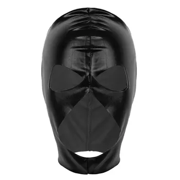 Moške Odrasle Cosplay Kostum Kapuco Maska za Mehko Lakasto Usnje Odpri Oči, Nos in Usta Pokrivala Celotno Masko Kapuco Kostum za dodatno Opremo