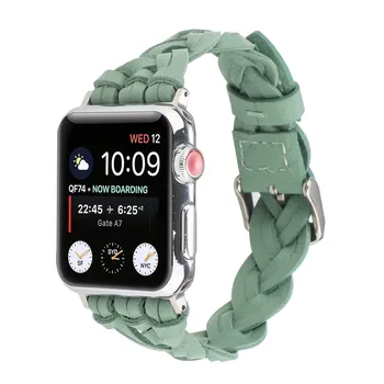 Pravega Usnja Tkanine Traku za Apple ura 5 4 band 44 mm 40 mm 42mm 38 mm iwatch 3 2 1 Ženske Ročno Zapestja Watchband