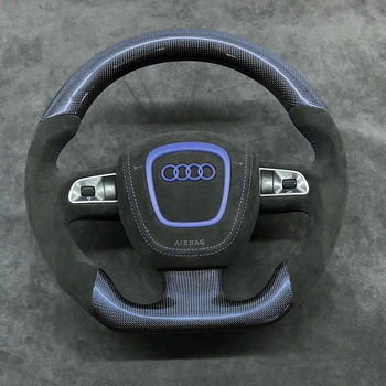 Resnično Moder učinek Ogljikovih volan za Audi A4,v5 brez veslo Pravi ogljikovih vlaken Volan