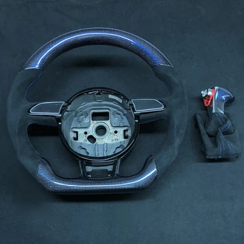 Resnično Moder učinek Ogljikovih volan za Audi A4,v5 brez veslo Pravi ogljikovih vlaken Volan