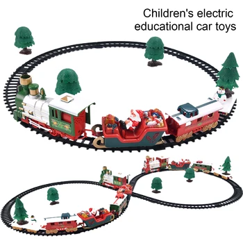 Otrok Klasičnih Zvokov Božič Električni Železnici Avto Vlak Nastavite Železniških Prog z Glasbo, Svetlobo Otroci Igrače Darilo