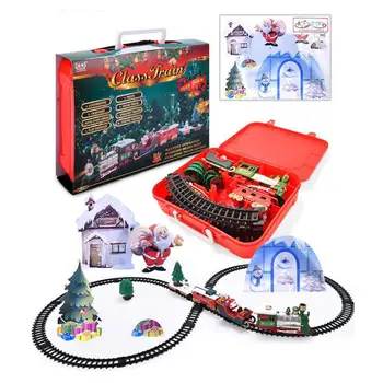 Otrok Klasičnih Zvokov Božič Električni Železnici Avto Vlak Nastavite Železniških Prog z Glasbo, Svetlobo Otroci Igrače Darilo