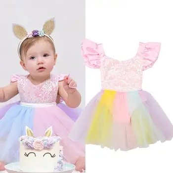 Igralne obleke za Novorojenega Otroka, Deklica Lepa Mavrica Žogo Obleke Romper Obleka za Malčke Jumpsuit Kostume za otroško Dekleta